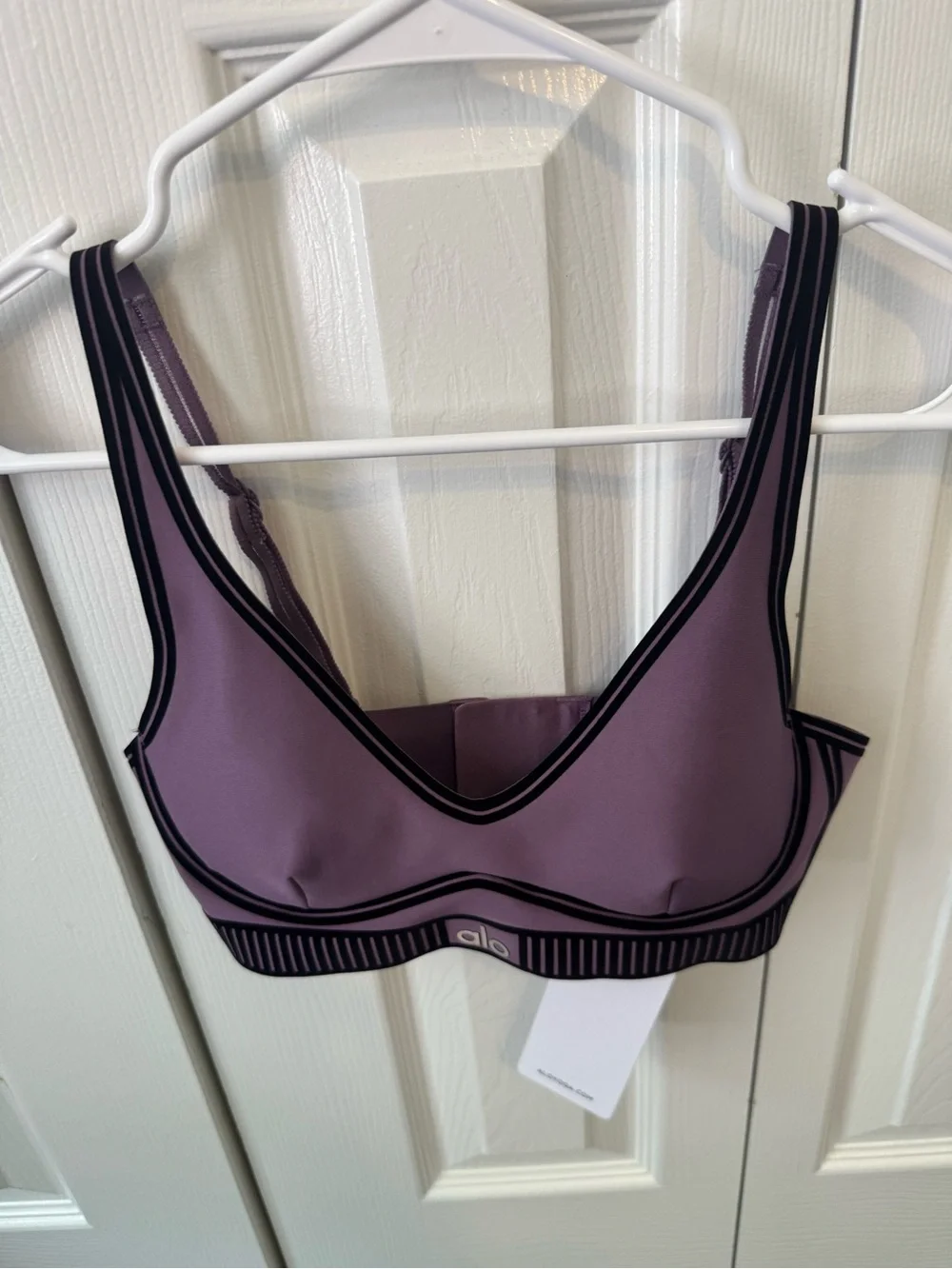 ALO Yoga Airlift line up Purple Sports Bra
